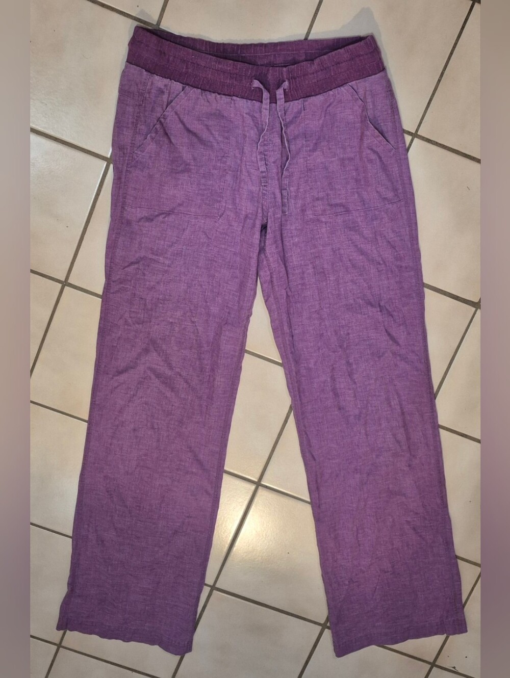 prAna Breathe Pants Purple Linen Blend Drawstring Size XS